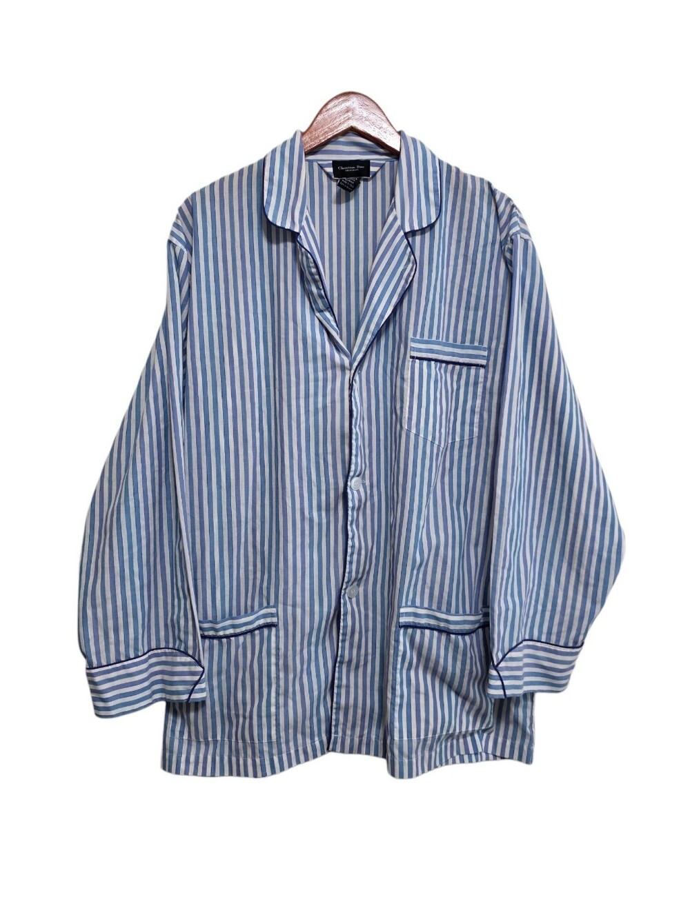 Christian Dior Monsieur 1980s Pajama Set in Blue Multi Stripe Size XL